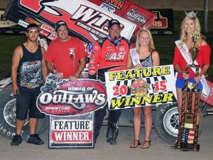 Jason Sides earned his first World of Outlaws Sprint Car Series victory since 2012 with a win at Dodge City Raceway Park Friday night.  Photo by Lonnie Wheatley