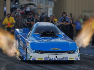 John Force topped the Funny Car speed charts in Saturday's qualifying for the NHRA Mello Yello Drag Racing Series at Bandimere Speedway.  Photo courtesy NHRA Media