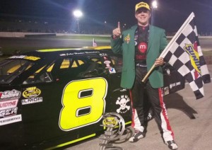 John Hunter Nemechek scored the win in the Mercy Masters of the Pros 144 Saturday night at Lebanon I-44 Speedway.  Photo courtesy CRA Media