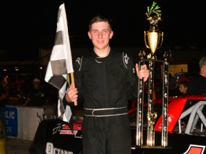 Ryan Luza topped the field for the win in the second Pro Late Model feature.  Photo by Fastrax Photos/Tom Wilsey/Loxley, AL