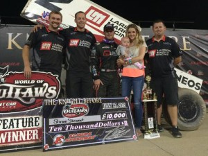 Shane Stewart scored the Knight Before The King's Royal WoO Sprint Car victory Friday night at Eldora Speedway.  Photo courtesy Larson Marks Racing