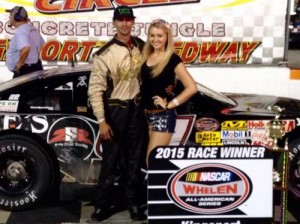 Zeke Shell made the trip to Kingsport Speedway's victory lane with a victory in the second Late Model Stock feature.  Photo courtesy Kingsport Speedway Media