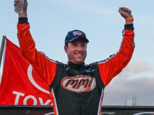 David Mayhew earned his second NASCAR K&N Pro Series West win at Evergreen Speedway Saturday night. Photo by Otto Kitsinger/Getty Images for NASCAR