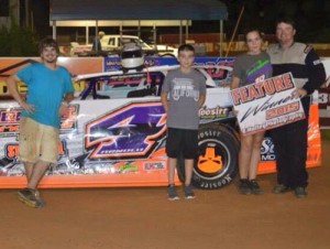 Michael Arnold and his crew celebrate their 14th NeSmith Chevrolet Weekly Racing Series Late Model win of the 2015 season on Friday night at Hattiesburg Speedway.  Photo by E. Holley