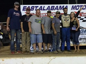 Montana Dudley drove to his first career NeSmith Chevrolet Dirt Late Model Series victory Saturday night in front of his hometown fans at East Alabama Motor Speedway.  Photo courtesy EAMS Media