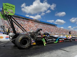 Clay Millican continued to stay atop the Top Fuel speed charts in Saturday qualifying action at zMax Dragway. Photo courtesy NHRA Media