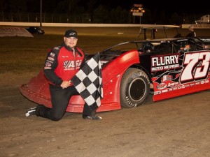 Evan Ellis drove to his second career NeSmith Chevrolet Dirt Late Model Series win Saturday night at Magnolia Motor Speedway.  Photo by Foto 1