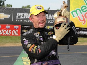 Jack Beckman completed the weekend sweep with a win in the Funny Car finals at the NHRA U.S. Nationals at Indianapolis on Monday.  Photo courtesy NHRA Media