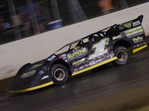 Jeremy Shaw drove to his third NeSmith Chevrolet Weekly Racing Series win of the season on Saturday night at Magnolia Motor Speedway.  Photo by Bruce Carroll/NeSmith Media