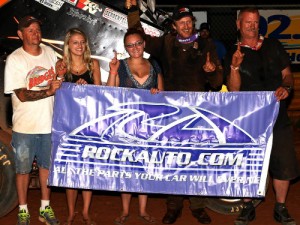 Johnny Bridges celebrates in victory lane after scoring the USCS Sprint Car victory Friday night at Lavonia Speedway. Photo by Zackery Kloosterman