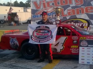 Jonathan Findley scored the Late Model Stock championship Saturday night at Southern National Motorsports Park. Photo courtesy SNMP Media