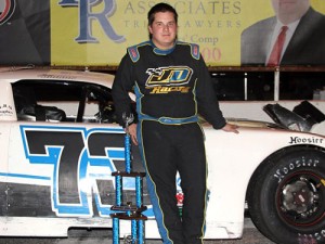 Joey Doiron took the PASS South Super Late Model win and the PASS Super Late Model National Championship Saturday night at Greenville-Pickens Speedway.  Photo by Laura / LWpictures.com