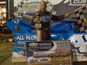 Kyle Bronson scored the win in Saturday night's NeSmith Chevrolet Dirt Late Model Series race at Golden Isles Speedway.  Photo by Bruce Carroll/NeSmith Media