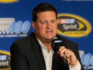 NASCAR executive vice president Steve O’Donnell announced Wednesday that a lower downforce aerodynamic package will be implemented for the 2016 NASCAR Sprint Cup season.  Photo by Chris Trotman/Getty Images