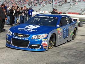 Dale Earnhardt, Jr. drives back to the garage area during Saturday's NASCAR Sprint Cup Series final practice session at Atlanta Motor Speedway.  Photo by Brandon Reed