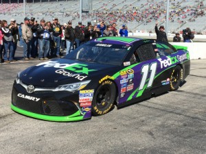 Denny Hamlin drives to the garage during final practice for the NASCAR Sprint Cup Series at Atlanta Motor Speedway Saturday.  Hamlin was fastest in the session.  Photo by Brandon Reed