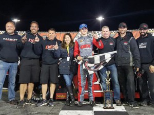 Harrison Burton scored his first Super Late Model feature win of the week after leading all 50 laps Tuesday night at New Smyrna Speedway. Photo courtesy Jason Christley