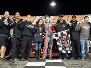 Harrison Burton collected his second Super Late Model victory of the week at New Smyrna Speedway Thursday night. Photo courtesy Jason Christley