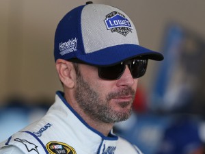 Jimmie Johnson had to go to a backup car after his primary car was heavily damaged in Thursday night's second Daytona Duel qualifying race at Daytona International Speedway.  Photo by Matt Sullivan/Getty Images