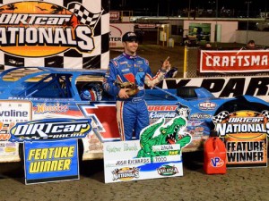 Josh Richards celebrates in victory lane after scoring the DIRTcar Late Model win Tuesday night at Volusia Speedway Park.  Photo: DIRTcar Nationals Media