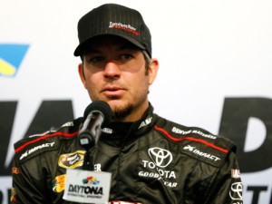 Martin Truex, Jr. speaks at a press conference at Daytona International Speedway on Friday.  Truex, Jr.'s car was unable to qualify on Sunday due to an issue with the roof flap on his No. 78 Toyota.  Photo by Jonathan Ferrey/NASCAR via Getty Images