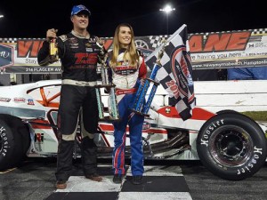 Ryan Preece celebrated back-to-back World Series crowns and Richie Evans Memorial 100 victories at New Smyrna Speedway on Friday night.  Photo courtesy Jason Christley