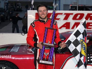 Brandon Setzer scored his second career PASS South Super Late Model victory in Saturday's South Carolina Clash at Dillon Motor Speedway.  Photo by Laura / LWpictures.com