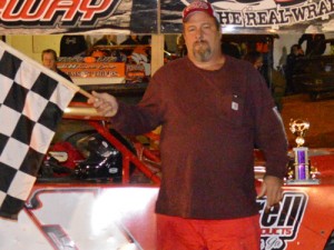 Gus Simpson made the trip to Toccoa Raceway's victory lane with a win in the season opening Limited Late Model feature Saturday night.  Photo: DTGW Productions / CW Photography