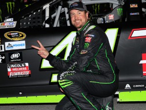 Kurt Busch poses for a photo after winning the pole award during qualifying for Sunay's NASCAR Sprint Cup Series race at Las Vegas Motor Speedway.  Photo by Chris Trotman/Getty Images