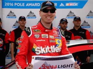 Kyle Busch poses for a photo after winning the pole award during qualifying for Sunday's NASCAR Sprint Cup Series race at Phoenix International Raceway.  Photo by Robert Laberge/NASCAR via Getty Images