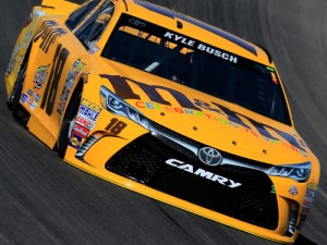 Kyle Busch drives during practice for Sunday's NASCAR Sprint Cup Series race at Las Vegas Motor Speedway.  Photo by Chris Trotman/Getty Images