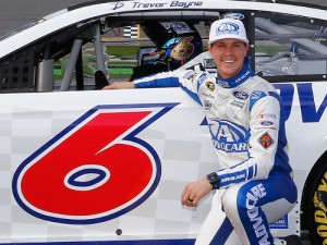 Trevor Bayne had the fastest Ford in Friday's NASCAR Sprint Cup Series qualifying at Auto Club Speedway. He'll roll off from the sixth position Sunday afternoon. Photo: NASCAR Media