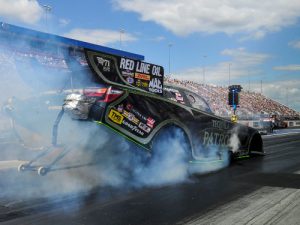 Alexis DeJoria topped Saturday's Funny Car speed charts for the Four-Wide Nationals at zMax Dragway.  Photo: NHRA Media