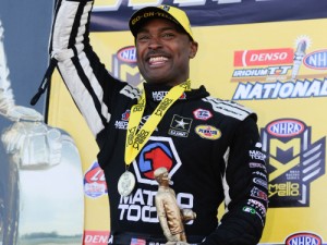 Antron Brown scored his first Top Fuel victory of the season Sunday with a win at The Strip at Las Vegas Motor Speedway.  Photo: NHRA Media