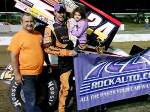 Danny Martin, Jr. celebrates in victory lane after winning the USCS Sprint Car Series feature at All Tech Raceway.  Photo: USCS Media