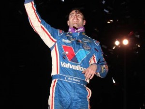 Josh Richards waves to the crowd after winning Friday night's World of Outlaws Craftsman Late Model Series race at Farmer City Raceway. Photo: Double J Photos