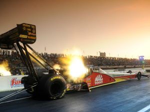 Doug Kalitta's Top Fuel dragster leaps from the starting line during Friday's qualifying for the NHRA Southern Nationals at the Atlanta Dragway. Photo: NHRA Media