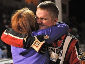 Mark Fields celebrates after winning Saturday's Southern All Stars Dirt Racing Series feature at Thunderhill Raceway.  Photo: Photos by Connie