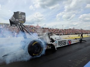 Antron Brown led Saturday's Top Fuel qualifying for the NHRA New England Nationals.  Photo: NHRA Media