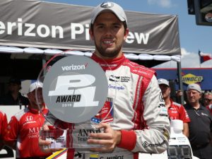 Carlos Munoz scored his first pole position in Friday's Verizon IndyCar Series qualifying at Texas Motor Speedway. Photo by Chris Jones