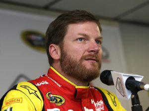 Dale Earnhardt, Jr. talks to the media during a press conference Friday prior to qualifying for Sunday's NASCAR Sprint Cup Series race at Pocono Raceway.  Photo by Matt Hazlett/Getty Images