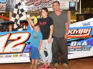 Josh Thurmond made the trip to Toccoa Raceway's victory lane with a win in the Limited Late Model feature Sunday night.  Photo: DTGW Productions/ CW Photography