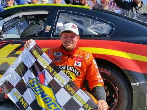 Josh Williams celebrates after scoring his second ARCA Racing Series victory of the season Sunday afternoon at Madison International Speedway.  Photo: ARCA Media