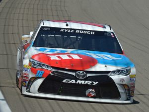 Kyle Busch races during Sunday's NASCAR Sprint Cup Series race at Michigan International Speedway.  Photo by Drew Hallowell/Getty Images