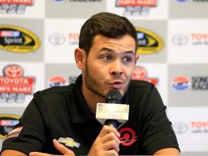 Kyle Larson speaks to the media before Friday's practice for the NASCAR Sprint Cup Series race at Sonoma Raceway.  Photo by Chris Trotman/NASCAR via Getty Images