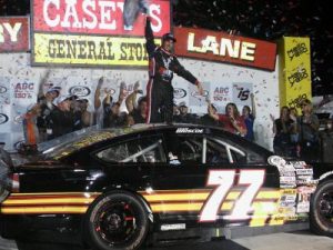 Chase Briscoe celebrates after winning Saturday night's ARCA Racing Series event at Iowa Speedway.  Photo: ARCA Media