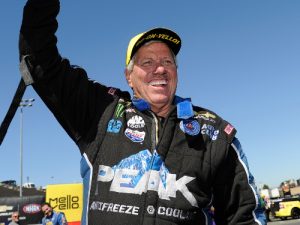 John Force scored his second straight NHRA Mello Yello Drag Racing Series Funny Car victory Sunday at Sonoma Raceway. Photo: NHRA Media