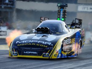 Matt Hagan put his Dodge on top of the Funny Car speed charts in Saturday's qualifying for the NHRA Mello Yello Drag Racing Series at Route 66 Raceway.  Photo: NHRA Media