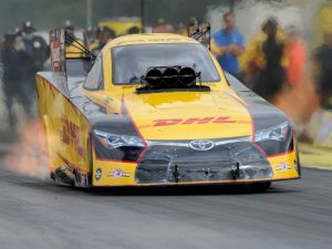 Del Worsham reset the Funny Car elapsed time national record twice on Saturday en route to claiming the No. 1 qualifier at the NHRA Northwest Nationals.  Photo: NHRA Media