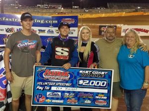 Cla Knight scored the FASTRAK Racing Series victory Friday night at Volunteer Speedway, pocketing a $2,000 payday in the process.  Photo: Speedway Videos Production